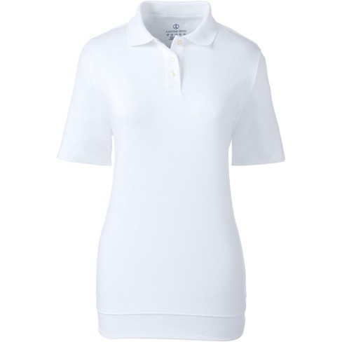 Lands' End School Uniform Women's Short Sleeve Banded Bottom Polo Shirt - X  Large - White