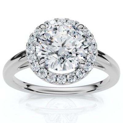 Pompeii3 Certified 1 3/4Ct Halo Round Cut Diamond Engagement Ring 14k Gold Lab Created