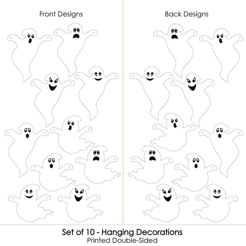 Big Dot of Happiness Hanging Spooky Ghost - Outdoor Hanging Decor - Halloween Party Decorations - 10 Pieces, 3 of 8