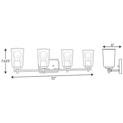 Adley Polished Nickel 4-Light Vanity Fixture with Clear Glass Shades