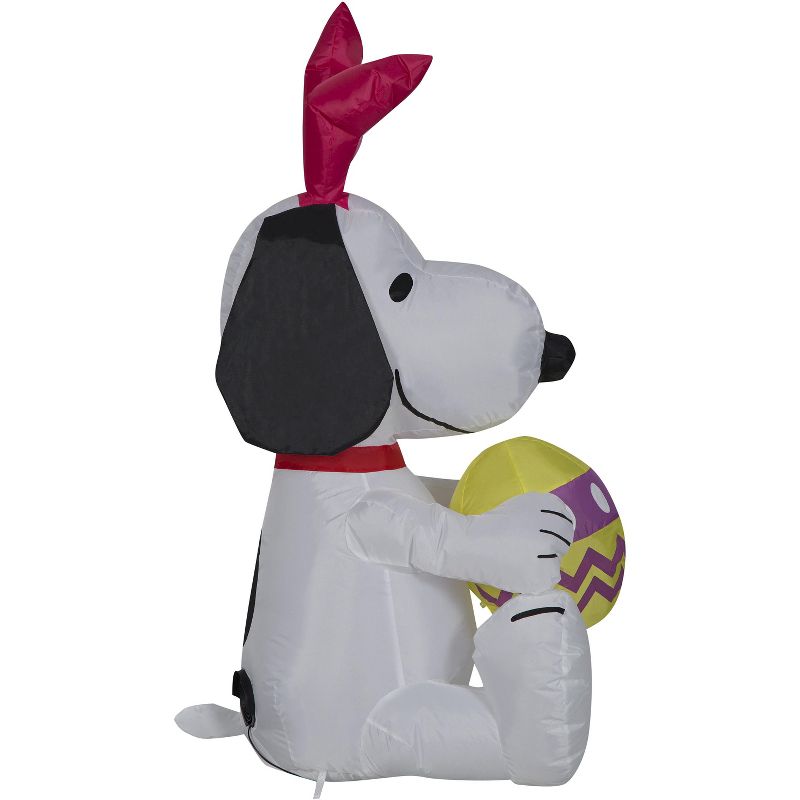 Peanuts Airblown Inflatable Snoopy with Bunny Ears and Decorated Egg, 3.5 ft Tall, White, 3 of 6