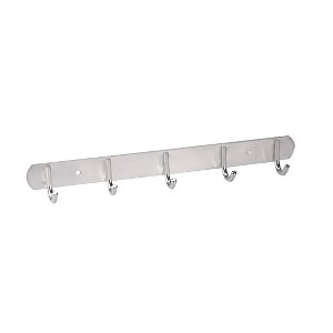 Unique Bargains Aluminum Alloy Mounted 5 Hooks Towel Bag Rack Hooks and Hangers Silver Tone 1 Pc - 1 of 4