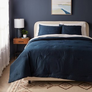 Washed Cotton Sateen Comforter and Sham Set - Threshold™ - 1 of 4