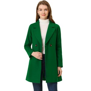 INSPIRE CHIC Women's Notched Lapel Double Breasted Raglan Sleeve Winter Coat - 1 of 4