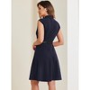 INSPIRE CHIC Women's V Neck Wear to Work Sleeveless Flare Knee Length Dresses - 3 of 4