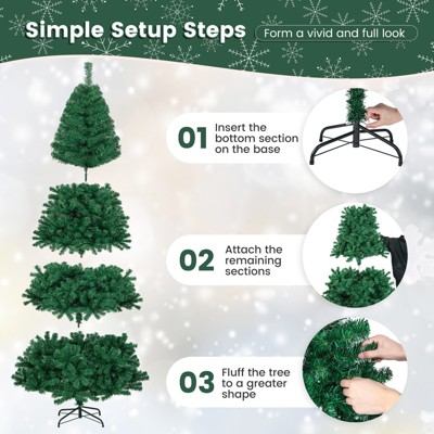 8ft Green PVC Pine Christmas Tree with Metal Stand