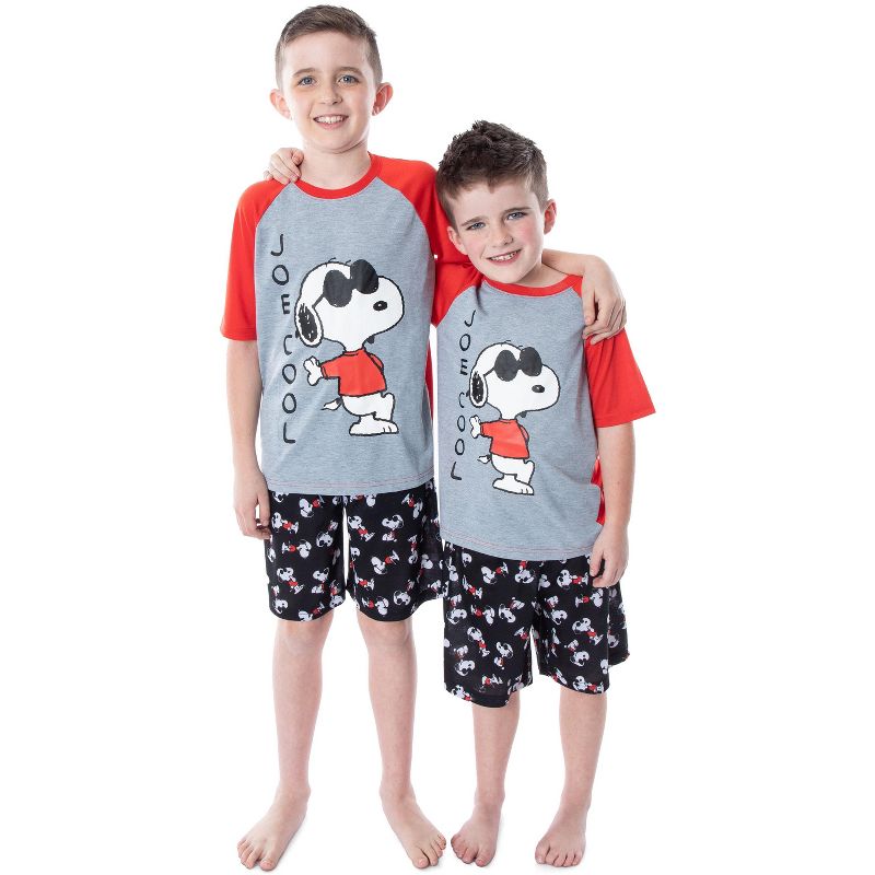 Peanuts Boys' Joe Cool Snoopy Pajamas Shirt And Shorts Sleepwear Set, 5 of 6