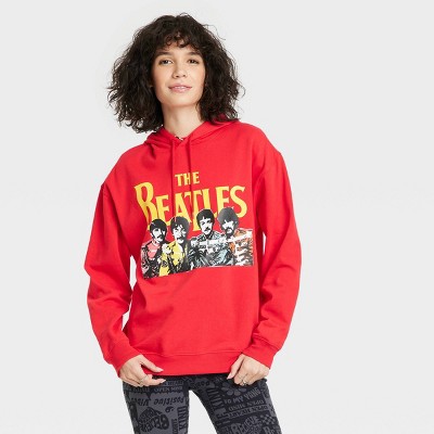 Women's The Beatles Graphic Oversized Hoodie - Red