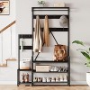 Industrial Parent-Child Hall Tree Coat Rack Shoe Bench - Entryway Organizer with Storage Cubbies, Hooks and Top Shelf - 2 of 4