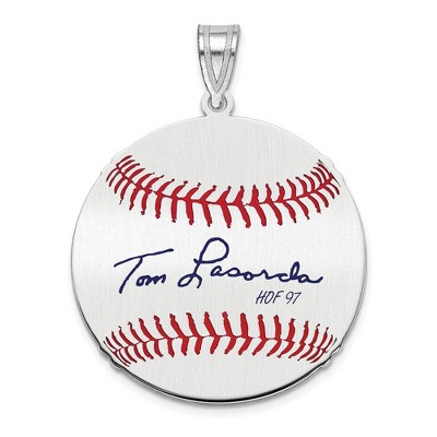 Black Bow Jewelry Sterling Silver Tom Lasorda Signature MD Enamel Baseball Pendant