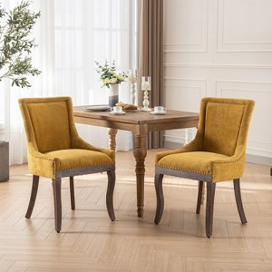 PAGED Modern Style Dining Chairs Set of 2 Upholstered Living Room Chairs with Wood legs and Bronze Nail Head for Living Room - 1 of 4