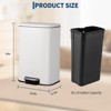 Stainless Steel Trash Can with Soft-Close Lid & Removable Inner Bucket for Bathroom, Kitchen Bedroom - 2 of 4
