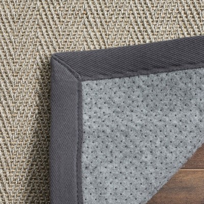 Gray Hand-Knotted Cotton Runner Rug with Non-Slip Backing