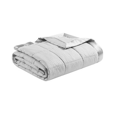 Gracie Mills Lucile Textured Oversized Down Alternative Blanket with Satin Trim