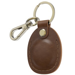 Vena Genuine Leather Case for Apple AirTag Holder Keychain Cover, Brown - 1 of 4