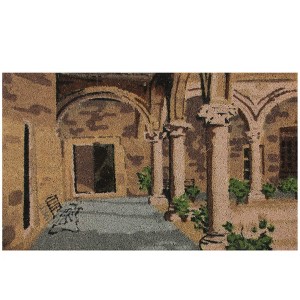 Northlight Natural Coir Brown and Green Italian Patio Design Doormat 18" x 30" - 1 of 4