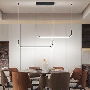 POWLIG 46 Inch Adjustable LED Linear Chandelier - Modern 2-Light Black Pendant with Dimmable Lighting - 1 of 4