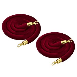 Unique Bargains Hotel Adjustable Velvet Crowd Control Stanchion Rope with Snap Hooks 2 Pcs - 1 of 4