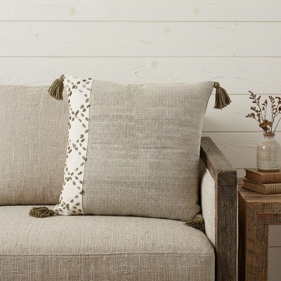 HomeRoots Herringbone Cotton Throw Pillow