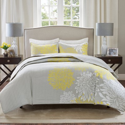 3Pcs Enya Comforter Set-Modern Floral Design All Season Down Alternative Bedding, Matching Shams