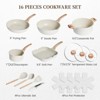 BRINJOY 16-Piece Nonstick Ceramic Cookware Set - Induction Safe, Non-Toxic Ceramic Coating with Bakeware & Wok (White) - 2 of 4