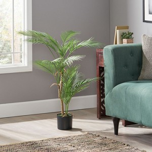 Sapphtopaz Artificial Palm Tree Faux Plants, Artificial Tree Indoor with Natural Wood Trunk, Room Decor for Home, Porch - 1 of 4
