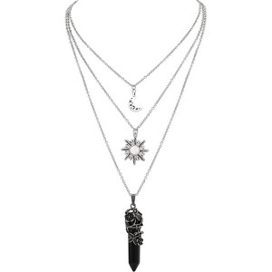 Gothic Moon Choker Necklace - Crescent Sun Star Pendant, Vintage Goth Jewelry Gift - 1 of 4