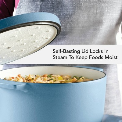 Blue Enameled Cast Iron Round Dutch Oven, 6-Quart