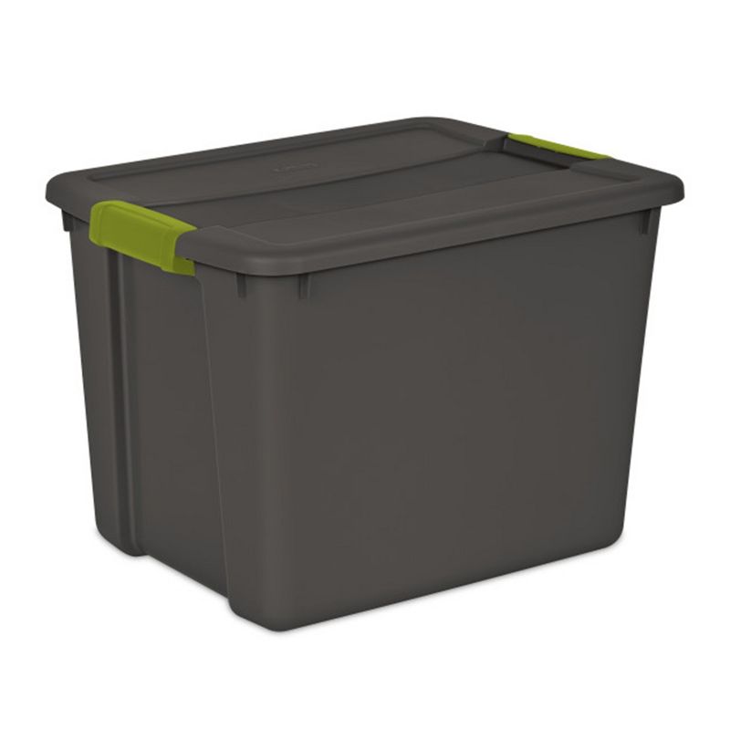 Sterilite Rectangular Plastic Latching Tote Storage Container with Indexed Lid and Green Molded Handles for Home Organization, 3 of 9