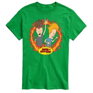 Men's - Beavis & Butthead - Rock n' Roll Flames Short Sleeve Graphic T-Shirt - 1 of 4