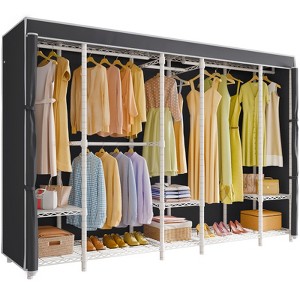 VIPEK V50C Extra Large Coverd Clothes Rack, Black Closet Rack with Gray  Upgarded Polyester Cover, Multi-Functional Wardrobe Closet Clothing Rack - 1 of 4