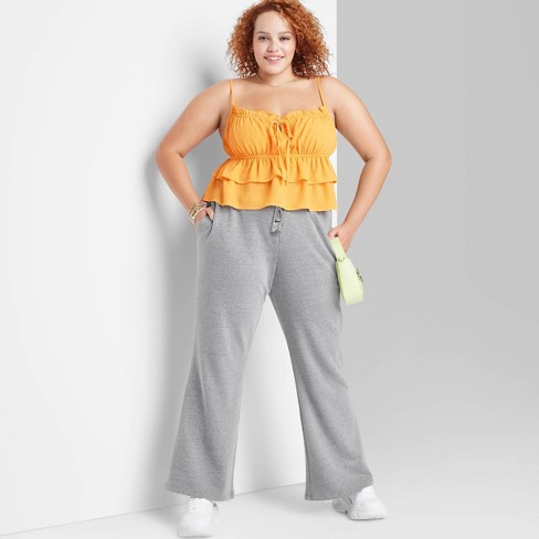 Women's High-rise Wide Leg French Terry Sweatpants - Wild Fable™ Yellow Xs  : Target