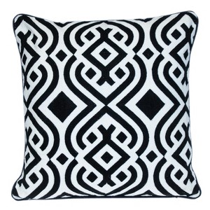 HomeRoots 20" Black and White Geometric Cotton Throw Pillow - 1 of 4