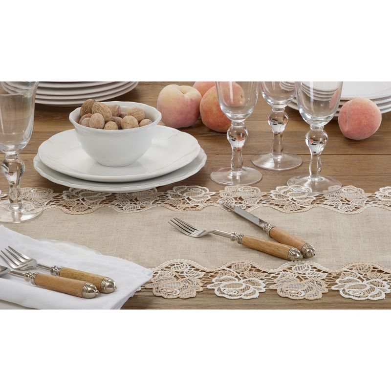 Saro Lifestyle Dining Table Runner With Lace Rose Border, 5 of 6