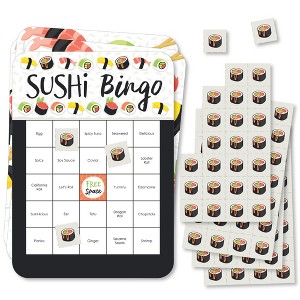 Big Dot of Happiness Let’s Roll - Sushi - Bingo Cards and Markers - Japanese Party Bingo Game - Set of 18 - 1 of 4