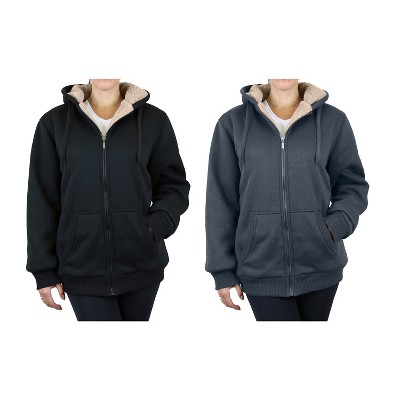 Rudoplh  Women's Loose Fit Heavyweight Hoodie With Faux Shearling Lining-2 Pack