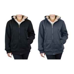 Rudoplh  Women's Loose Fit Heavyweight Hoodie With Faux Shearling Lining-2 Pack - 1 of 2