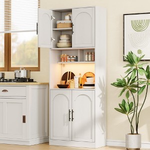 71" Tall Kitchen Storage Cabinets, Pantry Cabinet with Microwave Shelf - 1 of 4