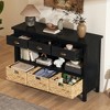 KIGFTSOD Retro Console Table with 3 Storage Drawers & 3 Water Hyacinth Woven Baskets, Wooden Entryway Sofa Table for Hallway, Living Room - 2 of 4