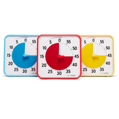 Time Timer Original 8" Timer - Learning Center Classroom Set, Primary Colors, Set of 3