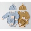 MyKids-USA Baby Striped Graphic Bodysuit Onesies Combo Pants & Hat 3 Pieces Sets Tracksuit - 3 of 4