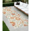 HomeRoots 2' X 8' Ivory Green and Orange Floral Stain Resistant Indoor Outdoor Runner Rug - 2 of 4