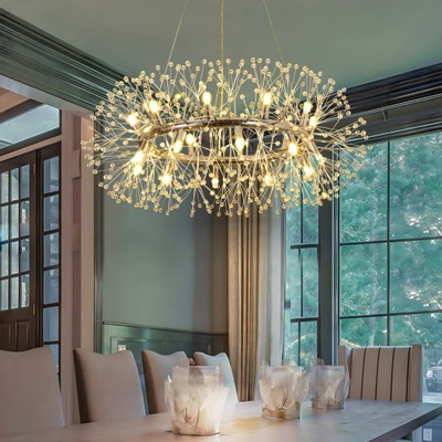 LLHZSY 12/20-Light Modern Glam Crystal Sphere Pendant Chandelier, G9 Bulbs Included - 28 2/5" or 36" W - Gold/Chrome