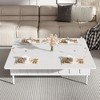 LIVAREEmlen Lift-Top Coffee Table with 2 Drawers, Center Table with Foldable Top and Hidden Storage Compartment for Living Room(White) - 3 of 4