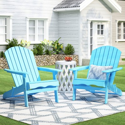 Christopher Knight Home Malibu Outdoor Rustic Acacia Wood Folding Adirondack Chairs (Set of 2), Teal