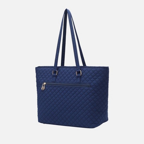 MKF Collection Hallie Solid Quilted Cotton Women’s Tote Bag by Mia K - Navy