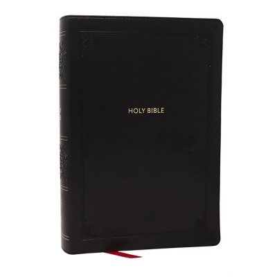 KJV Giant Print End-Of-Verse Reference Bible, Black Leathersoft, Red Letter, Comfort Print - by  Thomas Nelson (Leather Bound)