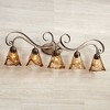 Franklin Iron Works Amber Scroll Wall Light Golden Bronze 37 1/4" 3-Light Fixture Art Glass for Bedroom Bathroom Vanity Reading Living Room Hallway - 2 of 4