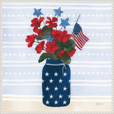 Patriotic Floral Canvas Print with White Frame, 30" x 30"