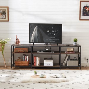 VECELO TV Stand with Power Outlets, Industrial Entertainment Center with 3-Tier Open Storage Shelves, 63 Inch - 1 of 4